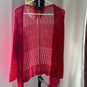 Jones New York Vibrant Red Open-Front Cardigan